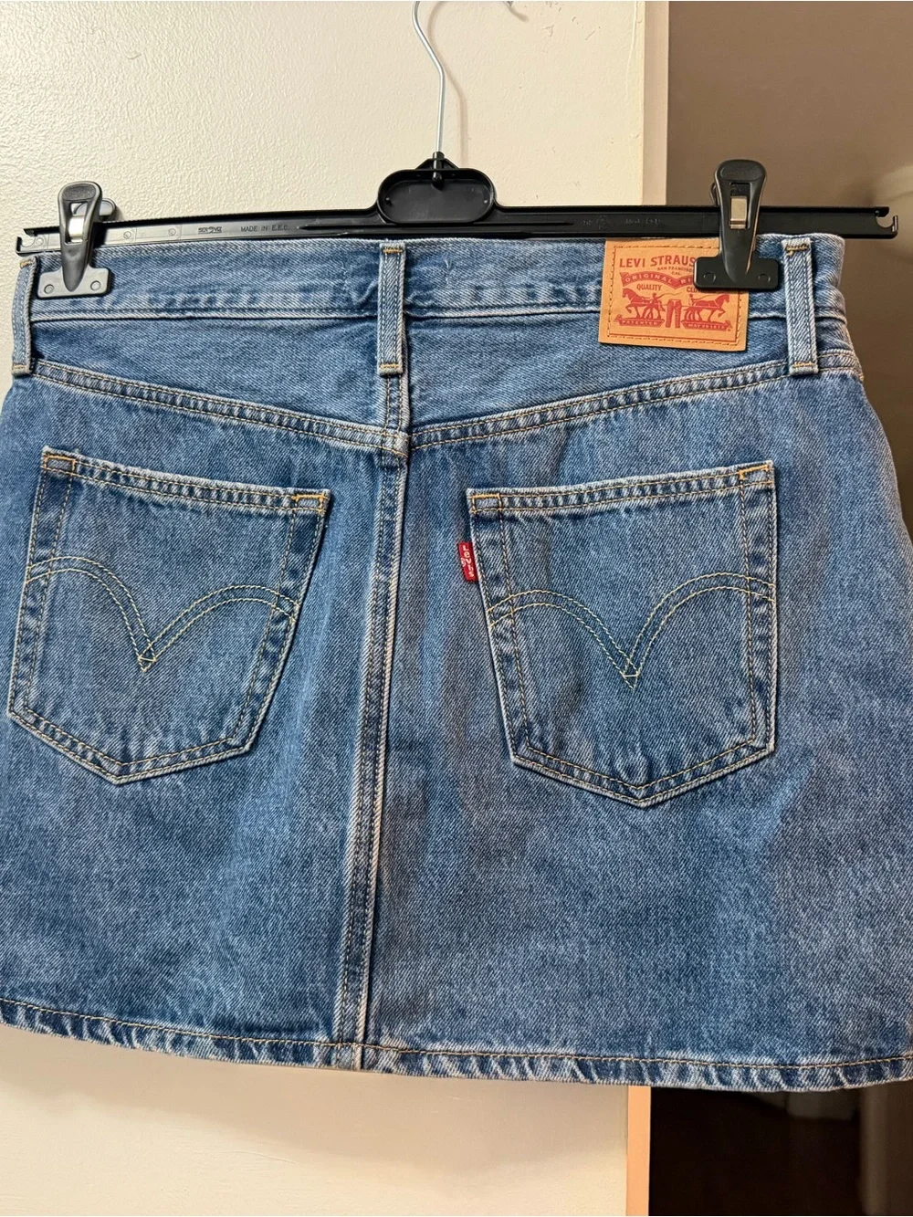 Levi's Medium Blue Denim Mini Skirt with Red Tab